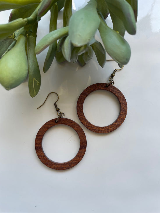 Load image into Gallery viewer, Wooden Hoop Earrings
