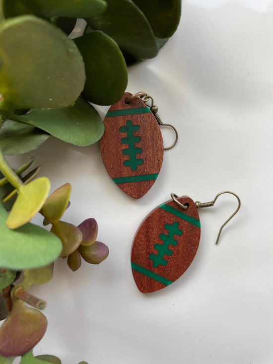 Football Earrings (Green)