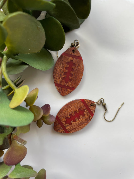Load image into Gallery viewer, Football Earrings (Red)
