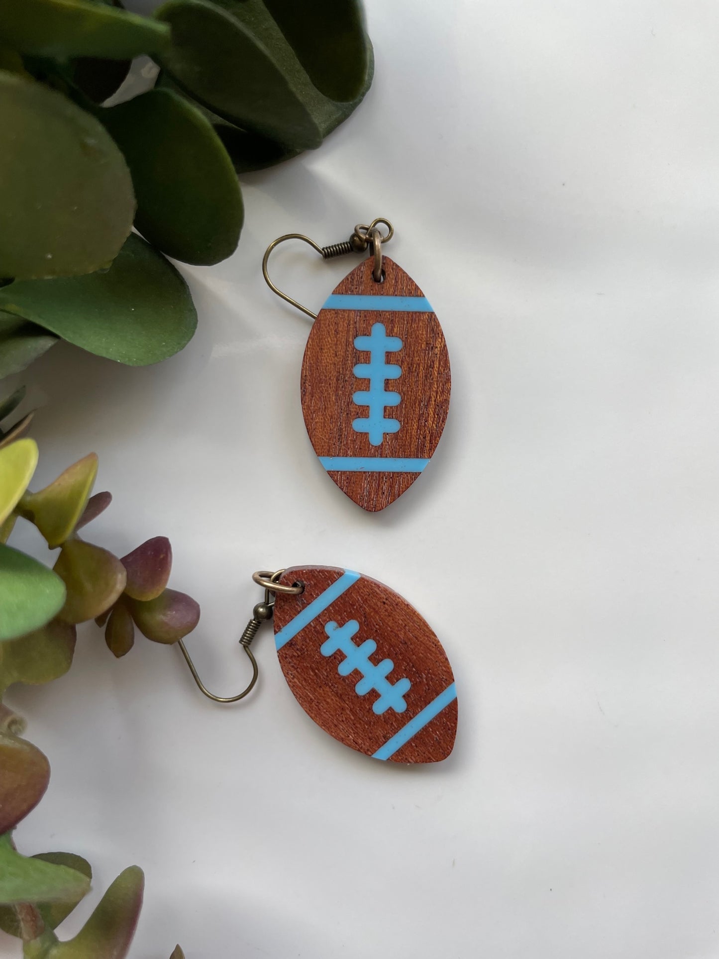 Football Earrings (Chapel Hill Blue)