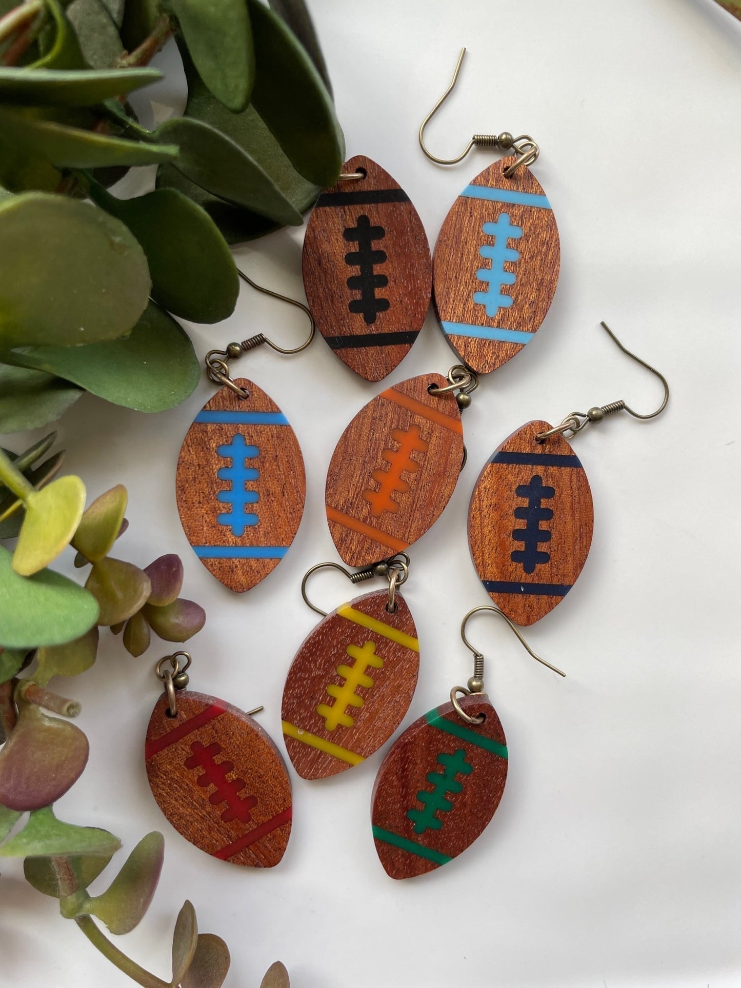 Football Earrings (Orange)