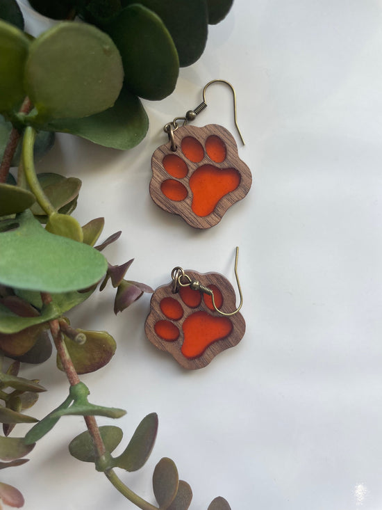 Paw Earrings (Orange)